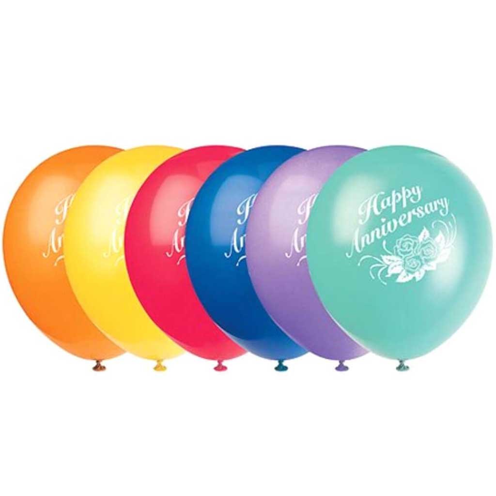 Latex Happy Anniversary Balloons 12in 6ct