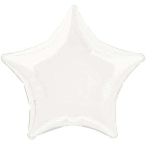 White Solid Star Foil Balloon 20in 