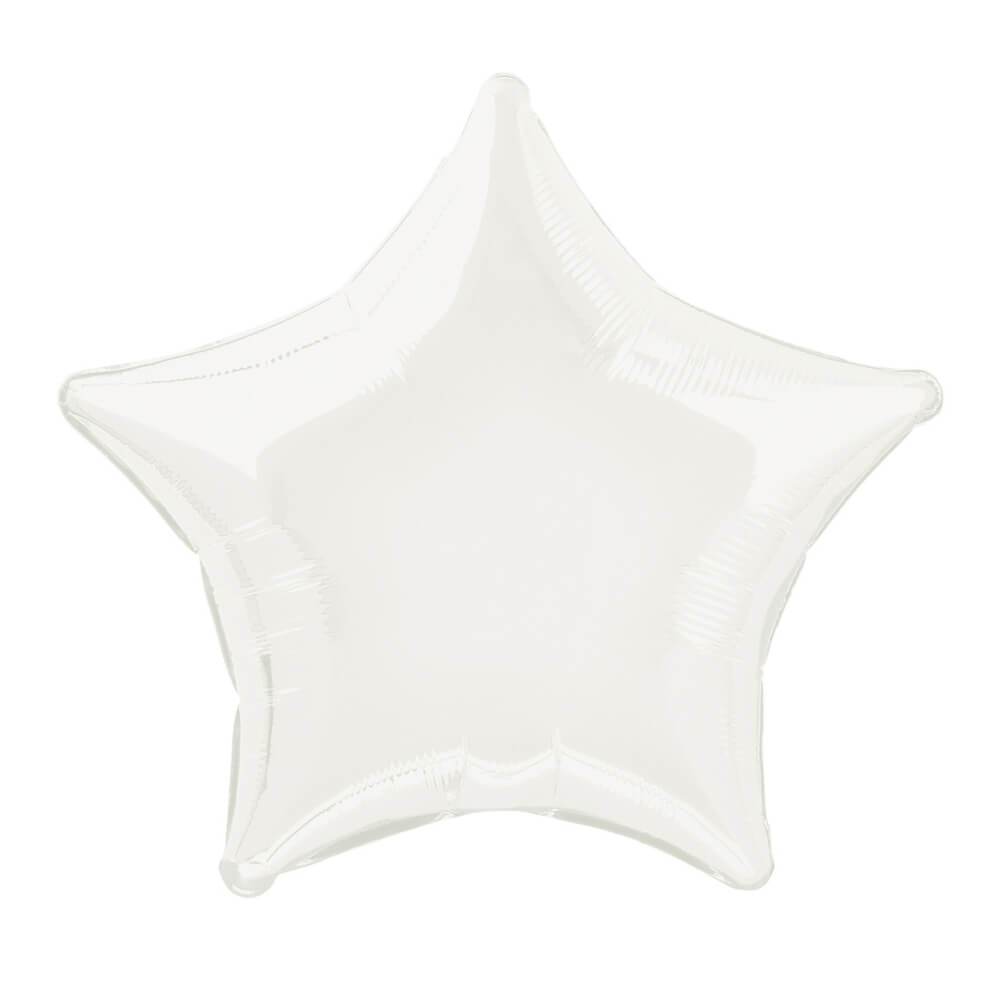 White Solid Star Foil Balloon 20in