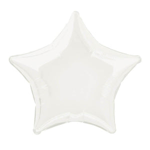 White Solid Star Foil Balloon 20in