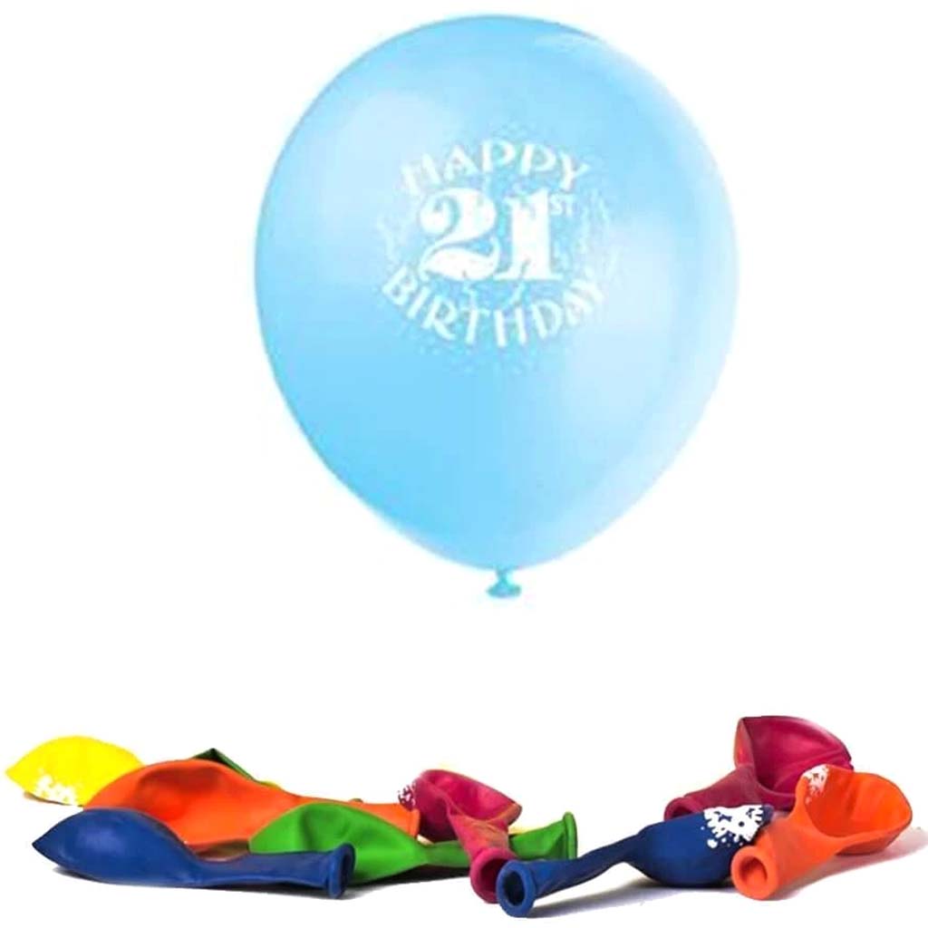 12in Latex Happy 21st Birthday Balloons, 6ct