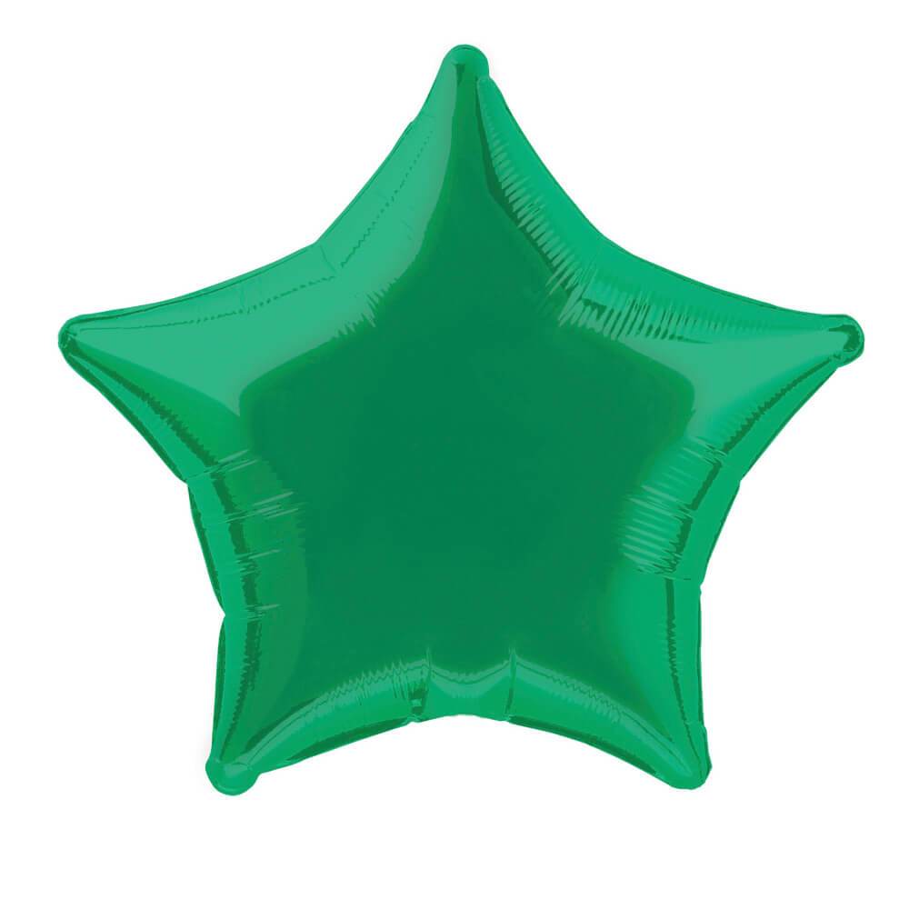 Green Solid Star Foil Balloon, 20in 