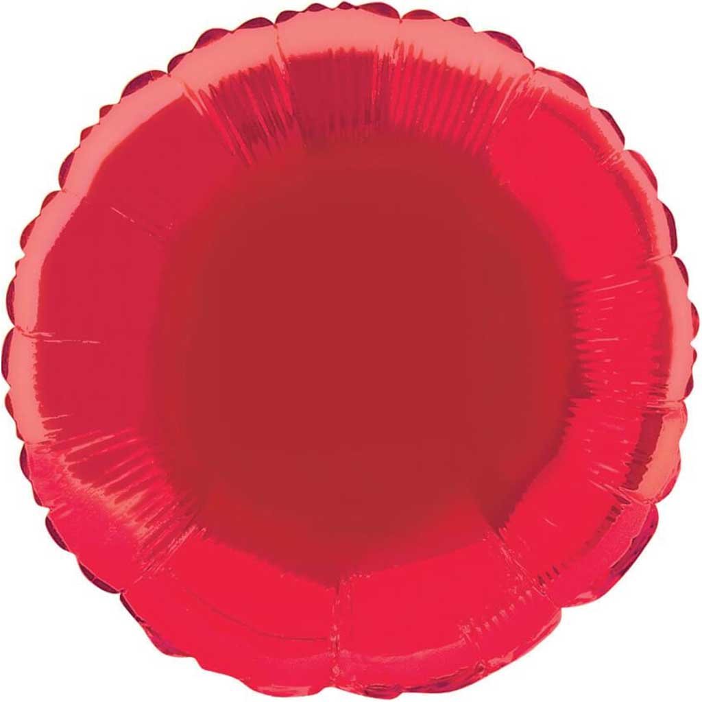 Red Solid Round Foil Balloon, 18in 