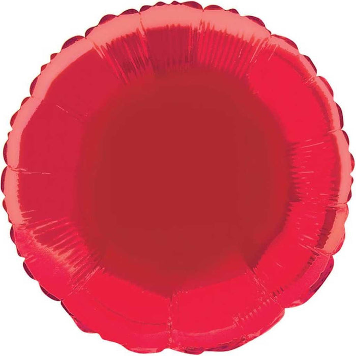 Red Solid Round Foil Balloon, 18in 
