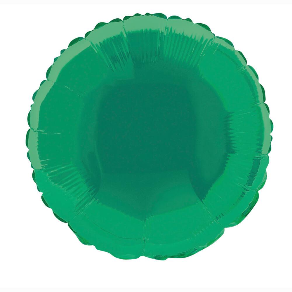 Green Solid Round Foil Balloon, 18in 