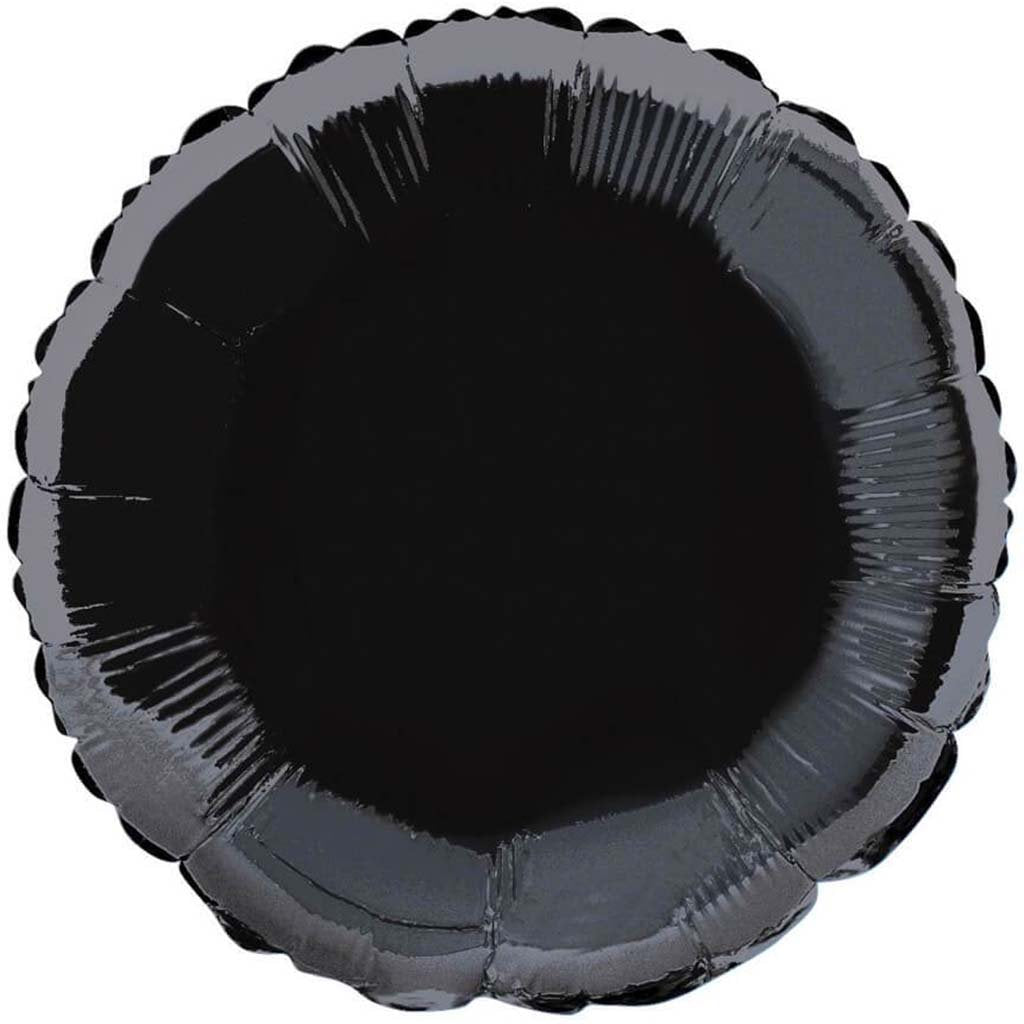 Black Solid Round Foil Balloon, 18in 