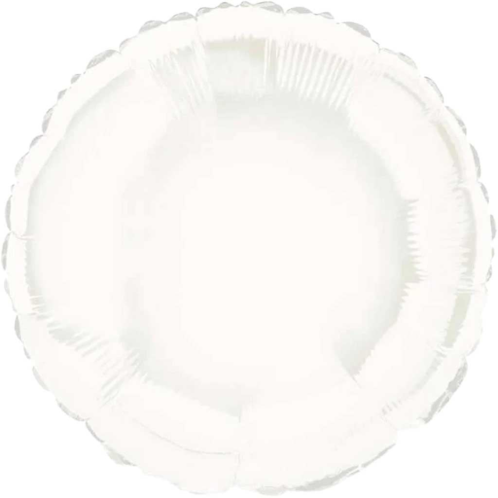 White Solid Round Foil Balloon, 18in 