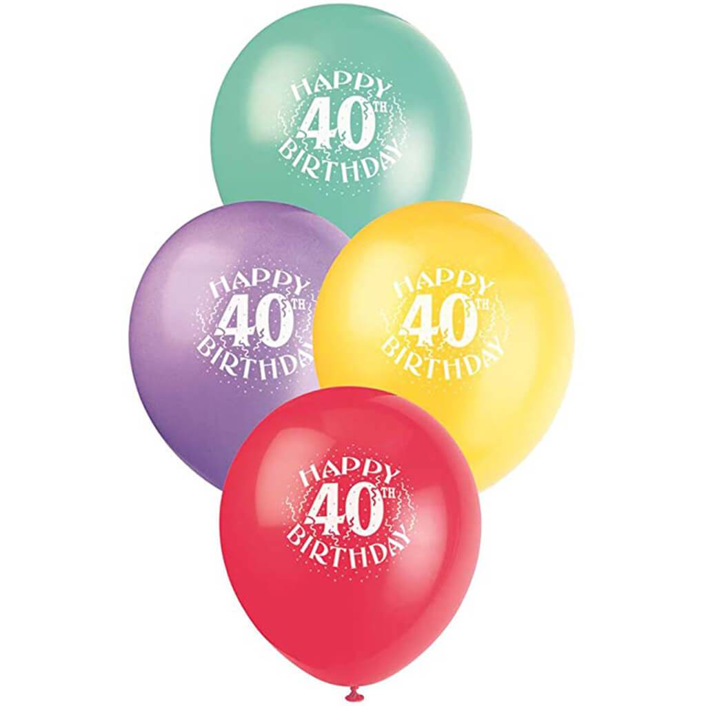 Happy 40th Birthday Balloons Assorted