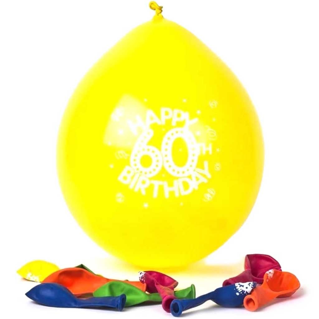 12in Latex Happy 60th Birthday Balloons, 6ct 