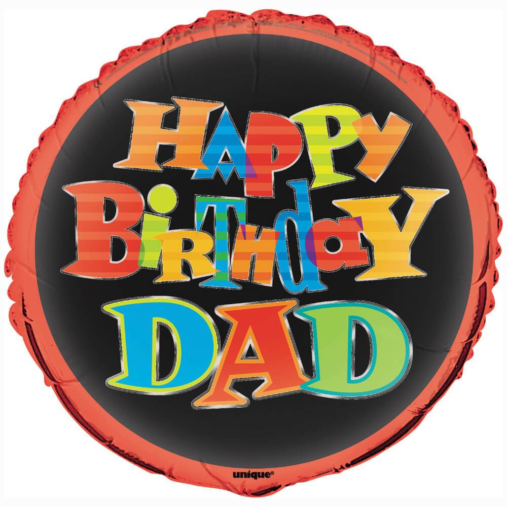 Bold Happy Birthday Dad Round Foil Balloon, 18in 