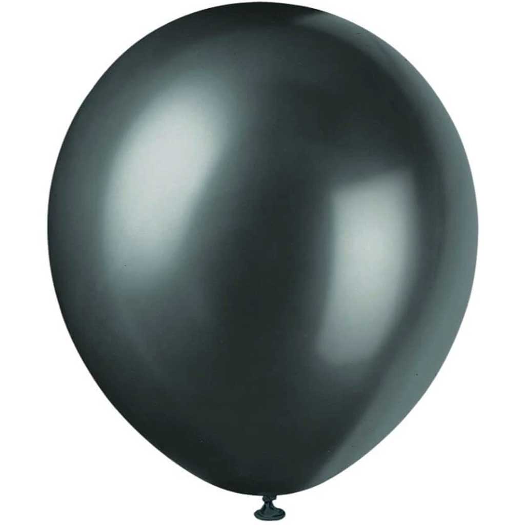 Latex Balloons 12in 8ct, Shadow Black Pearlized 