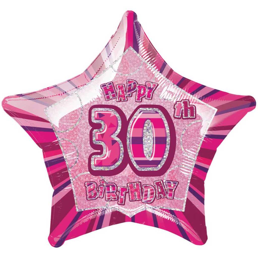 Pink Star Prism Age 30 Foil Balloon, 20in 