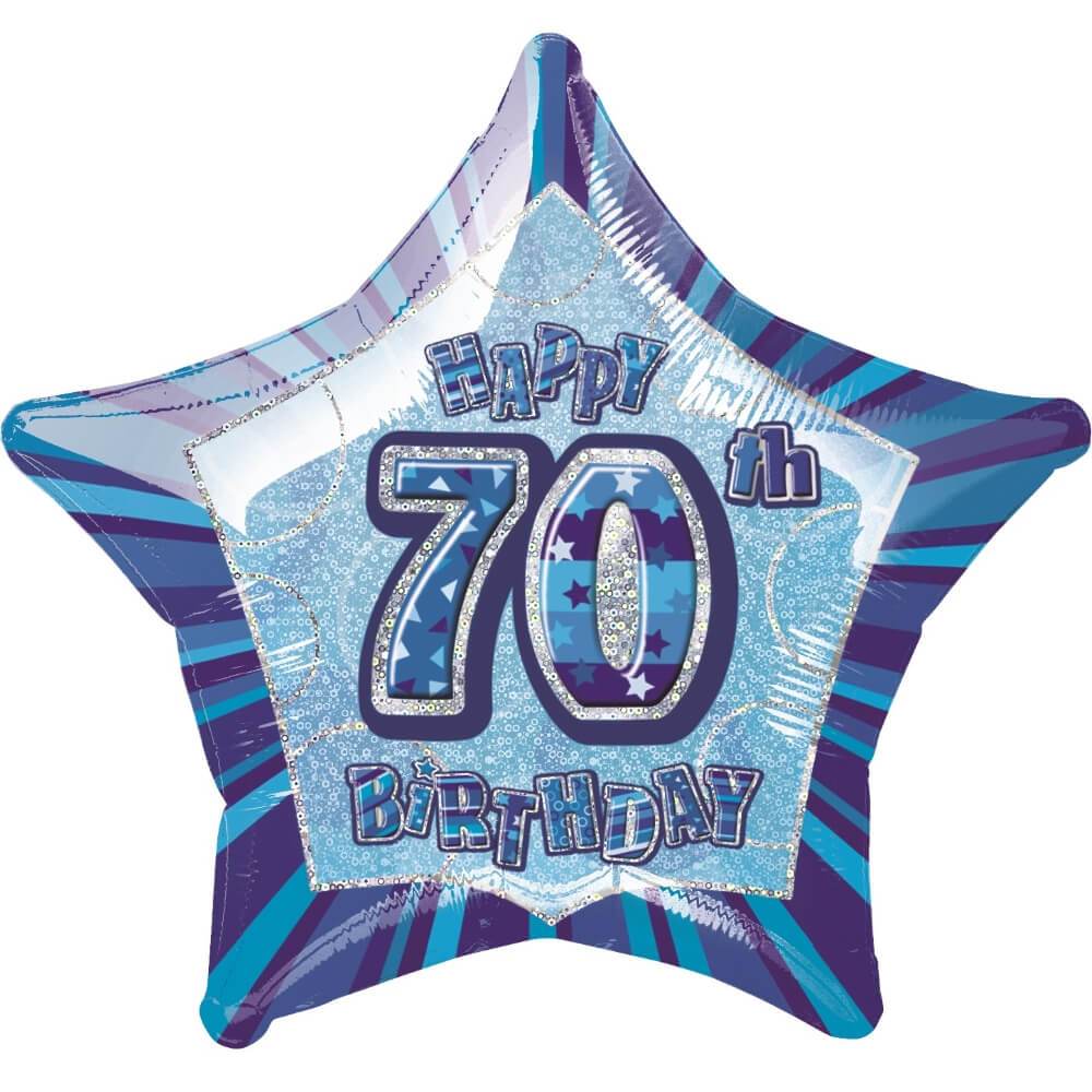 Blue Star Prism Age 70 Foil Balloon, 20in 