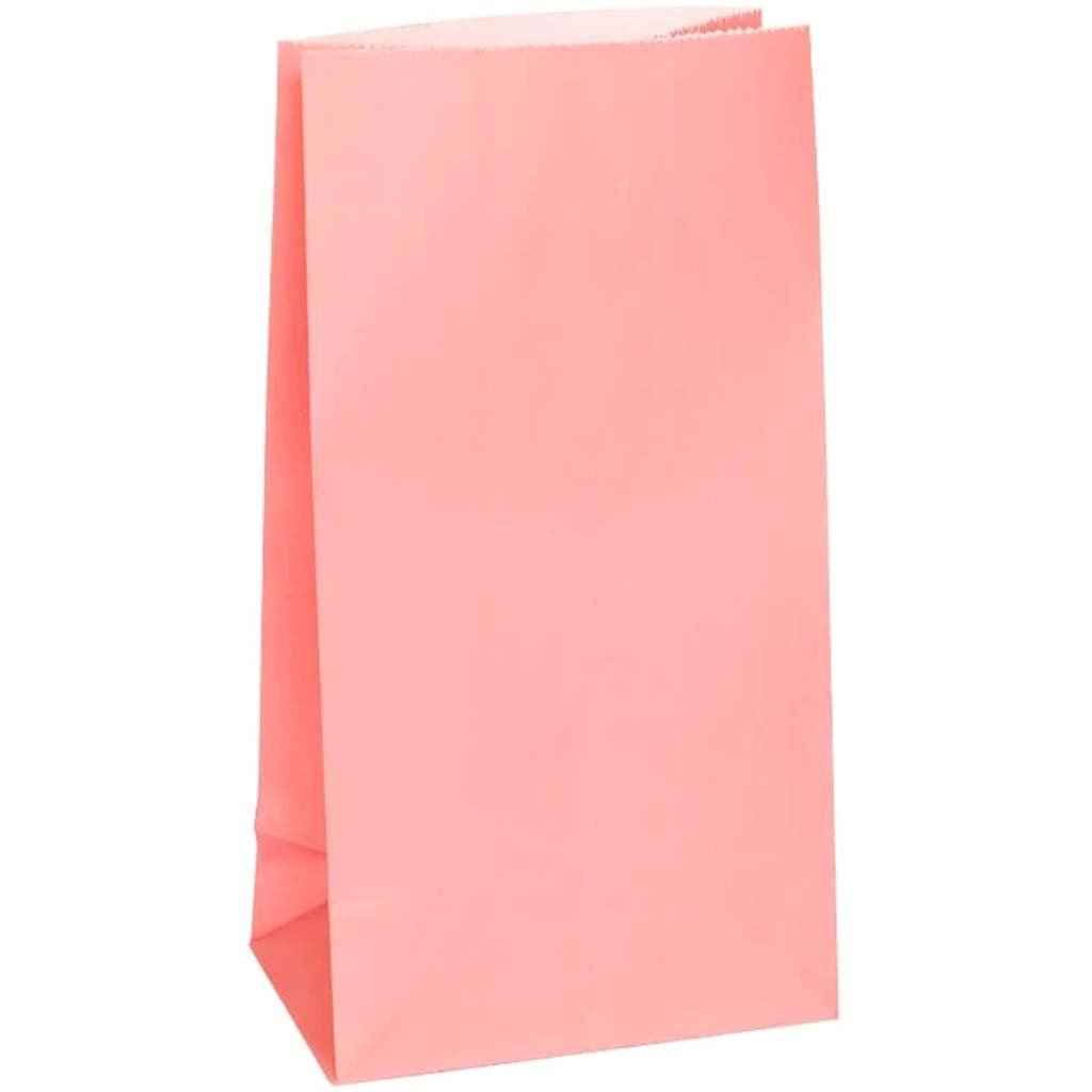 Paper Party Bags 12ct, Pastel Pink 