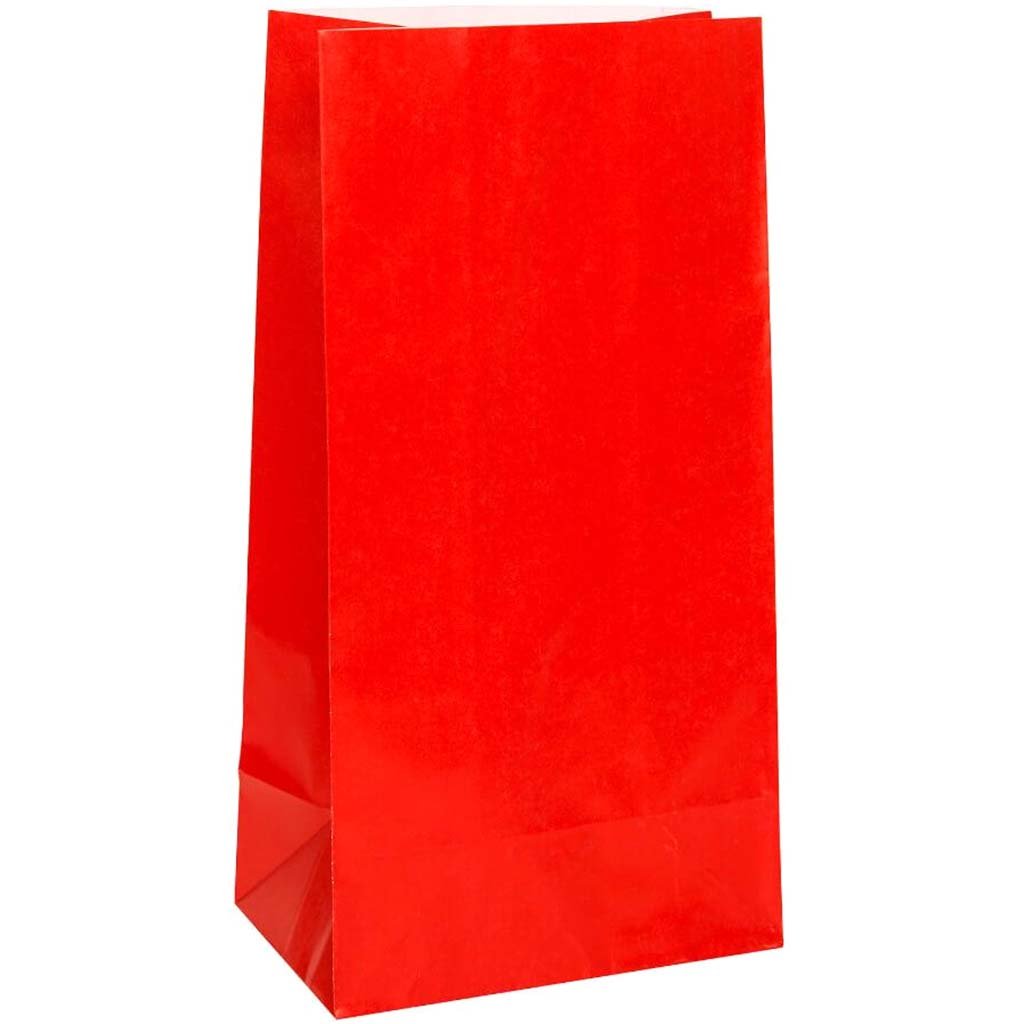 Paper Party Bags 12ct, Ruby Red 