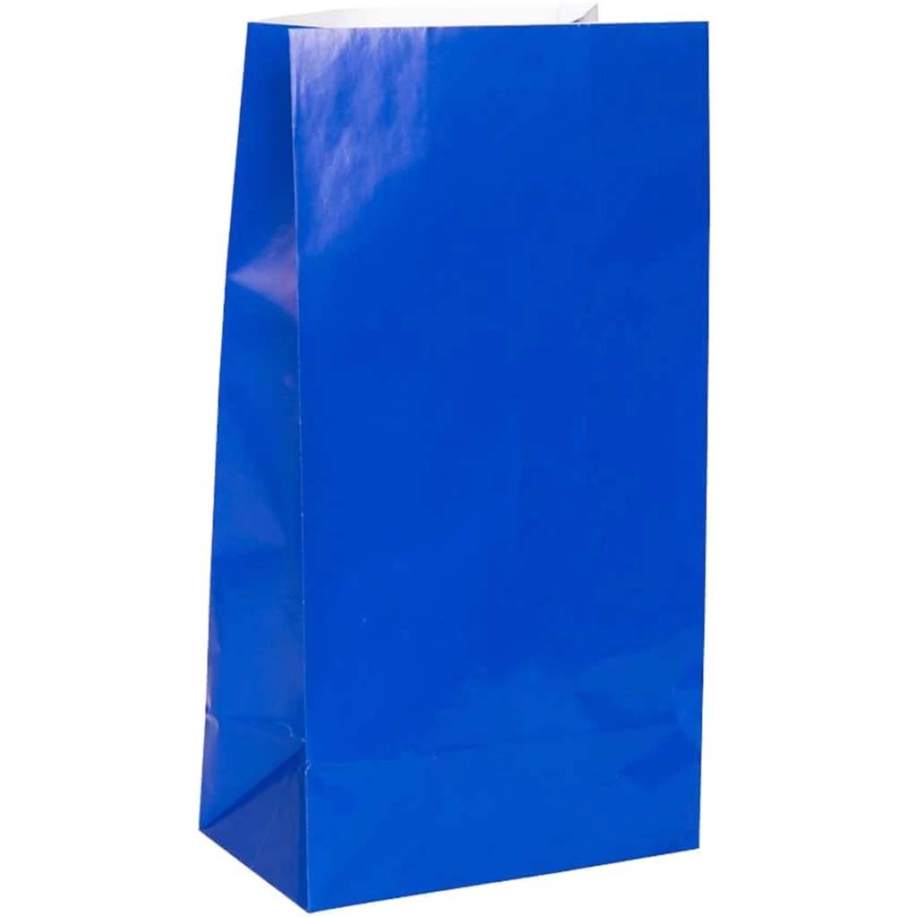 Paper Party Bags 12ct, Royal Blue 