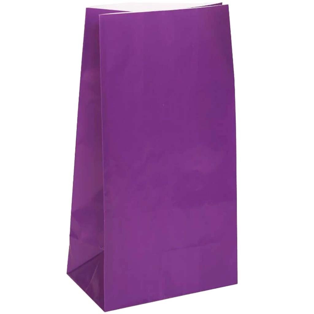 Paper Party Bags 12ct, Deep Purple 