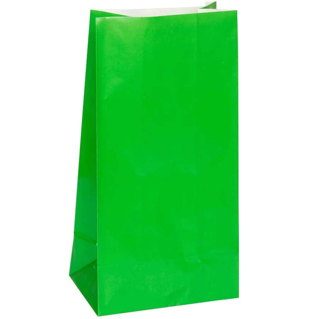 Paper Party Bags 12ct, Green 