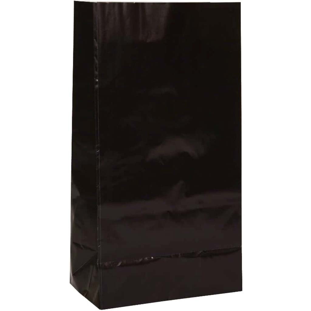 Paper Party Bags 12ct, Black 