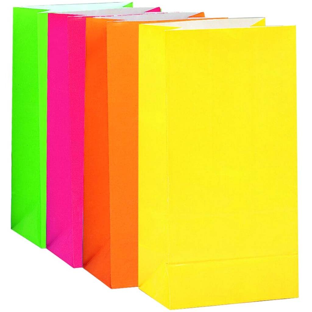 Paper Party Bags 10ct, Neon Assorted 