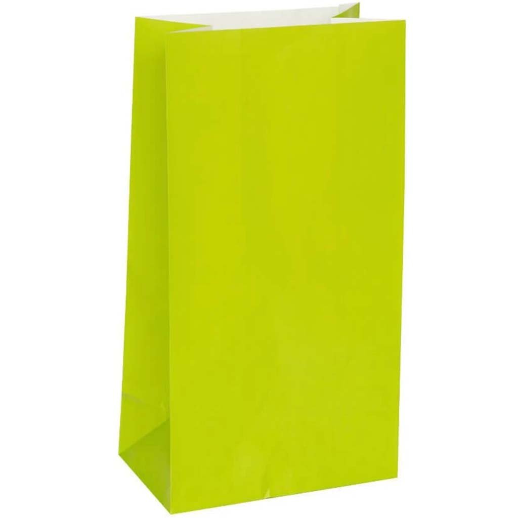 Paper Party Bags 12ct, Lime Green 