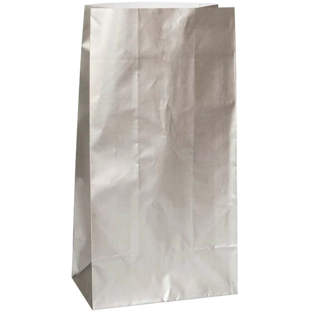 Paper Party Bags 10ct, Silver Metallic 