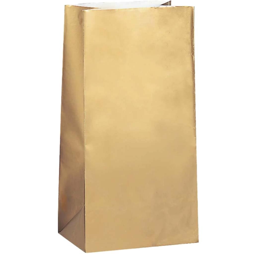 Paper Party Bags 10ct, Gold Metallic 