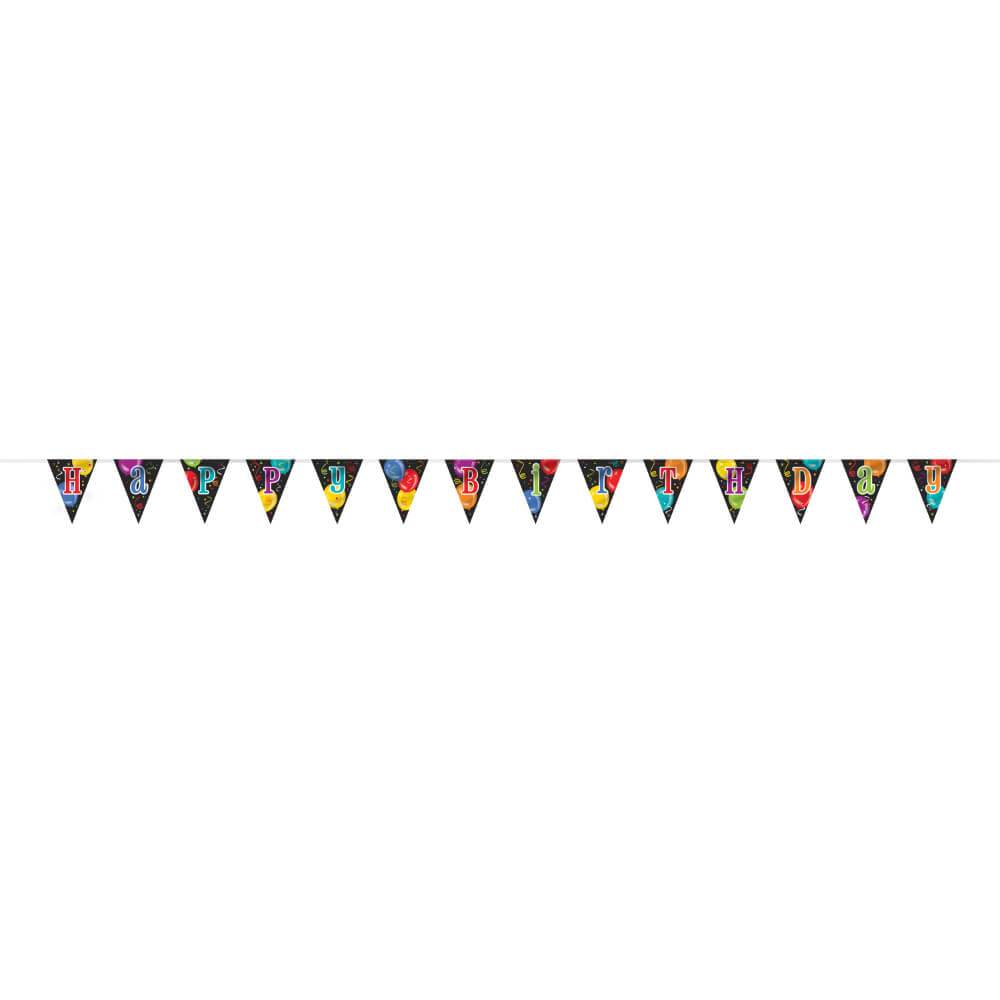 Large Plastic Flag Banner 14ft, Happy Birthday 