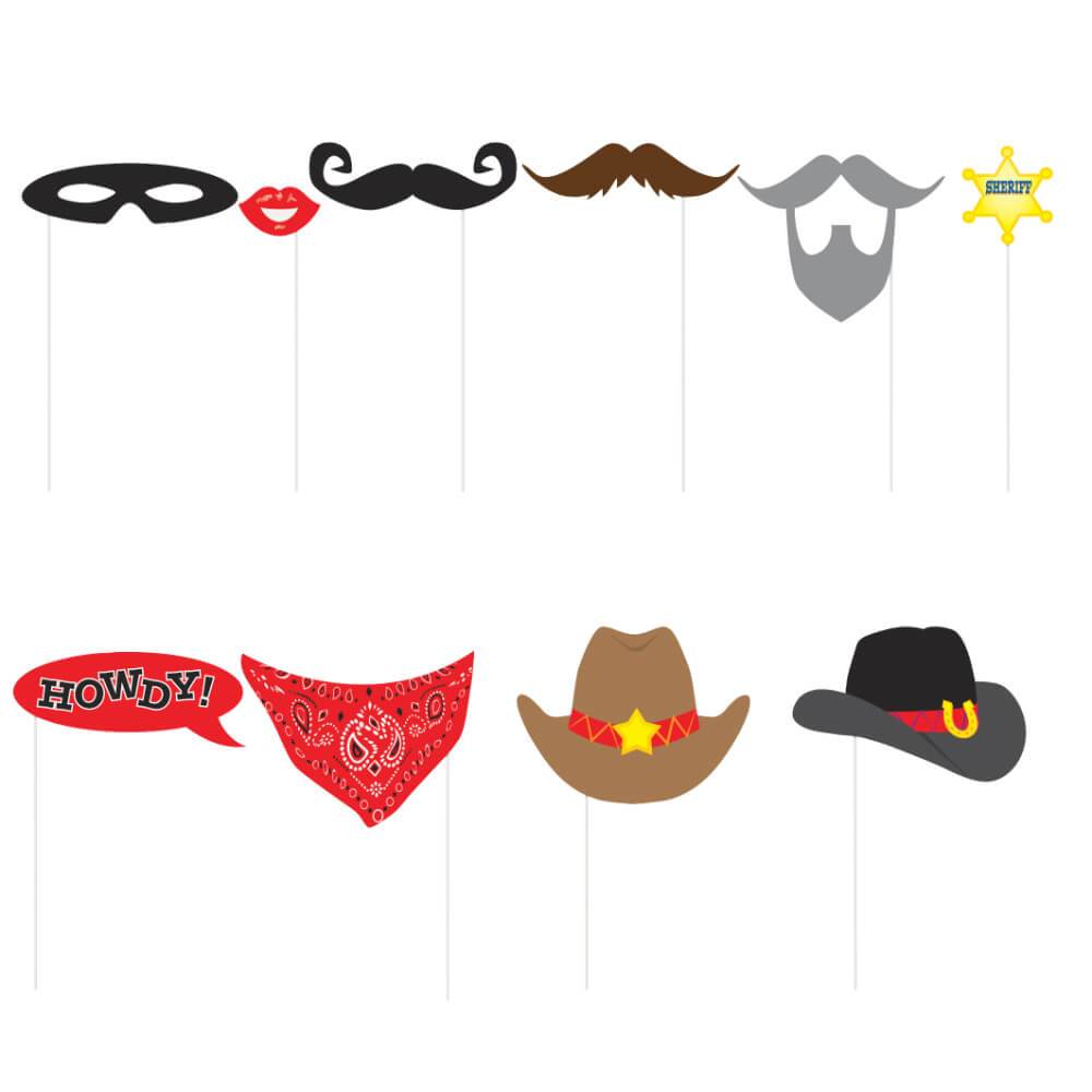 Photo Booth Props 10ct, Western 