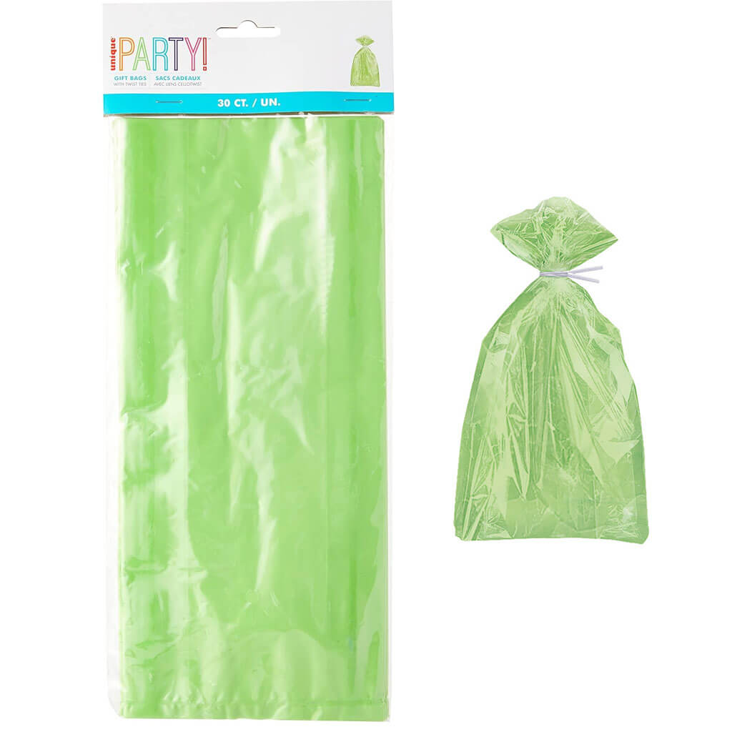 Lime Green Cellophane Bags 30ct 