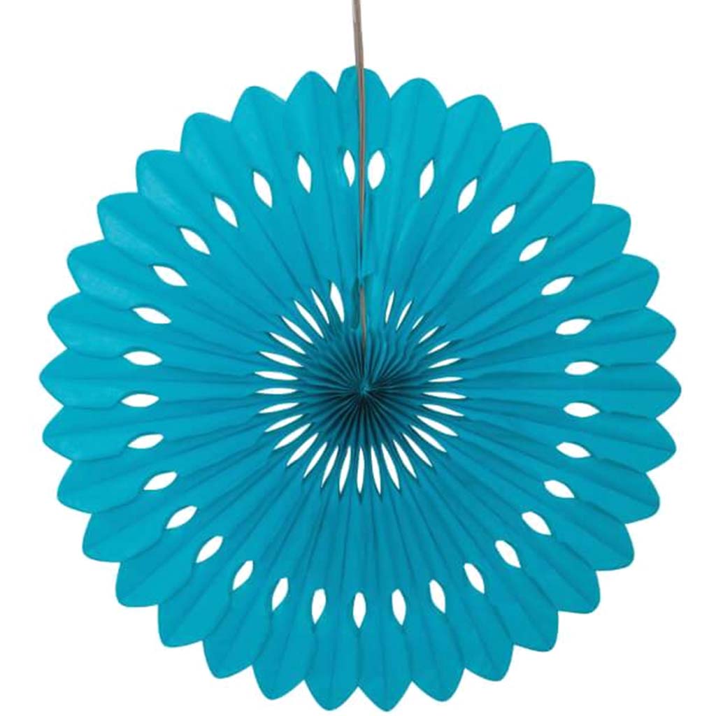 Tissue Paper Fans 16in, Caribbean Teal 