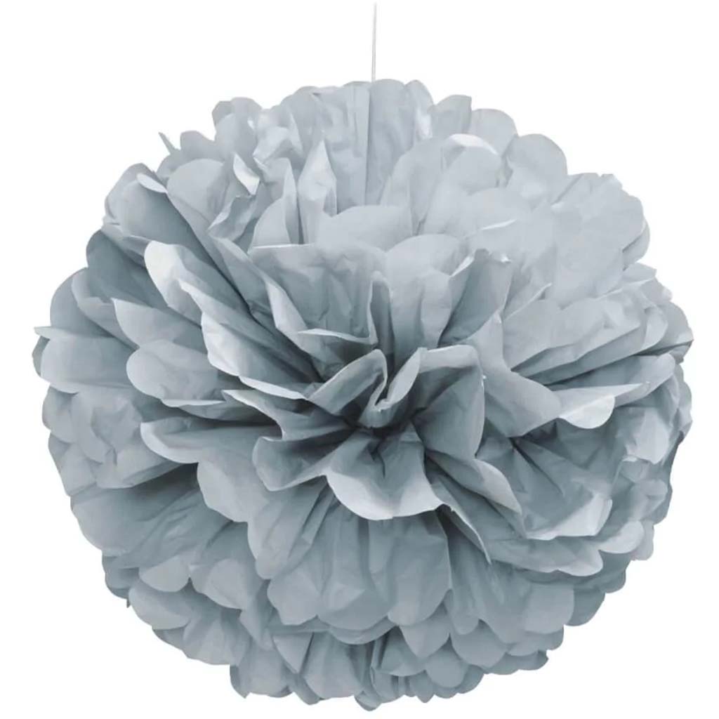 Tissue Pom Pom 16in, Silver 