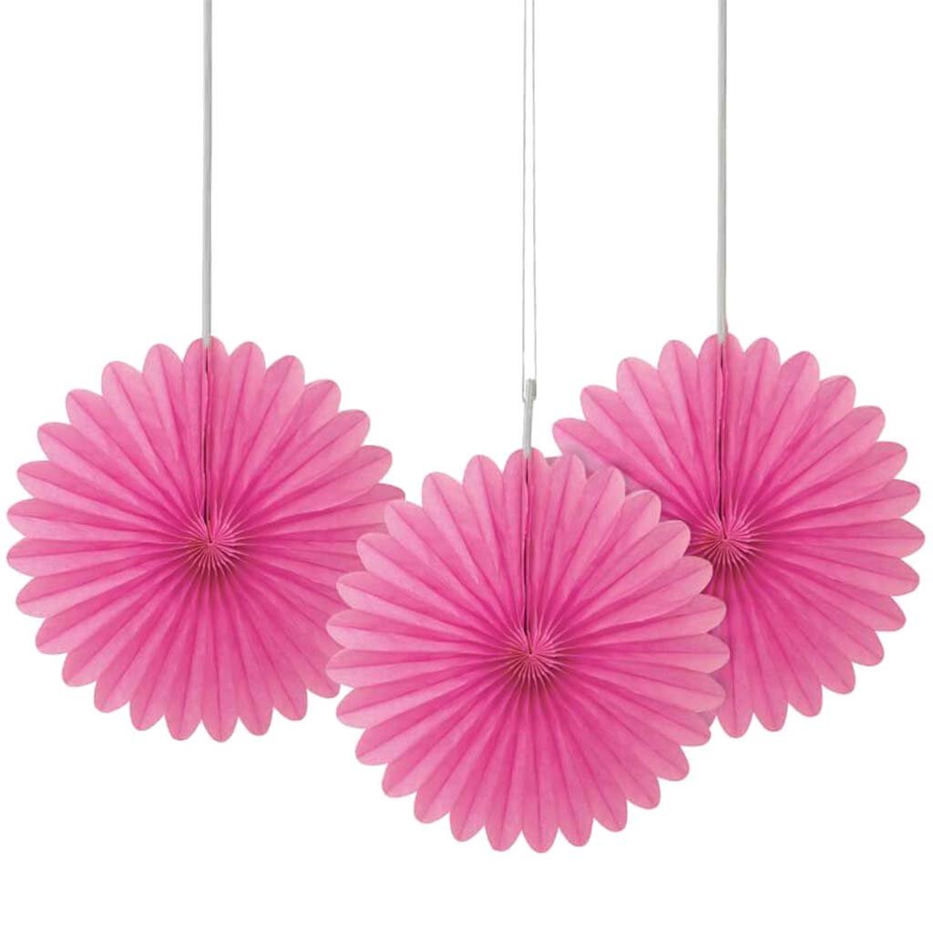 Tissue Paper Fans 6in 3ct, Hot Pink 