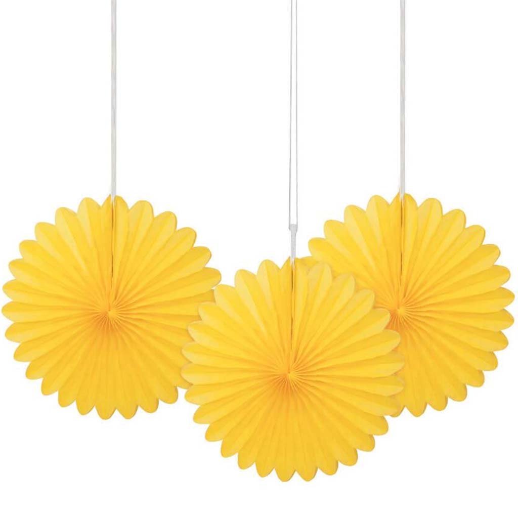 Tissue Paper Fans 6in 3ct, Sunflower Yellow 