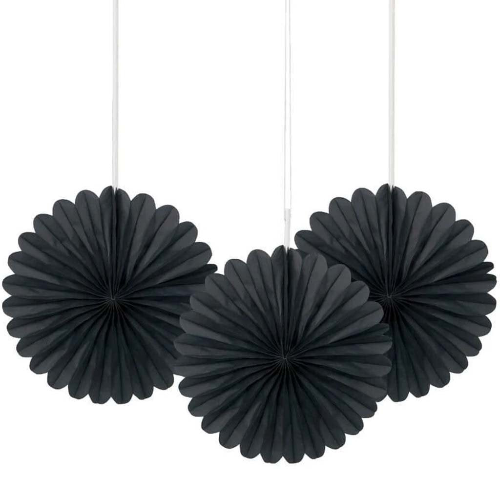 Tissue Paper Fans 6in, Black 