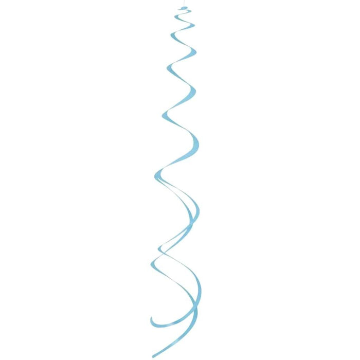 Powder Blue Hanging Plastic Swirl Decorations X8