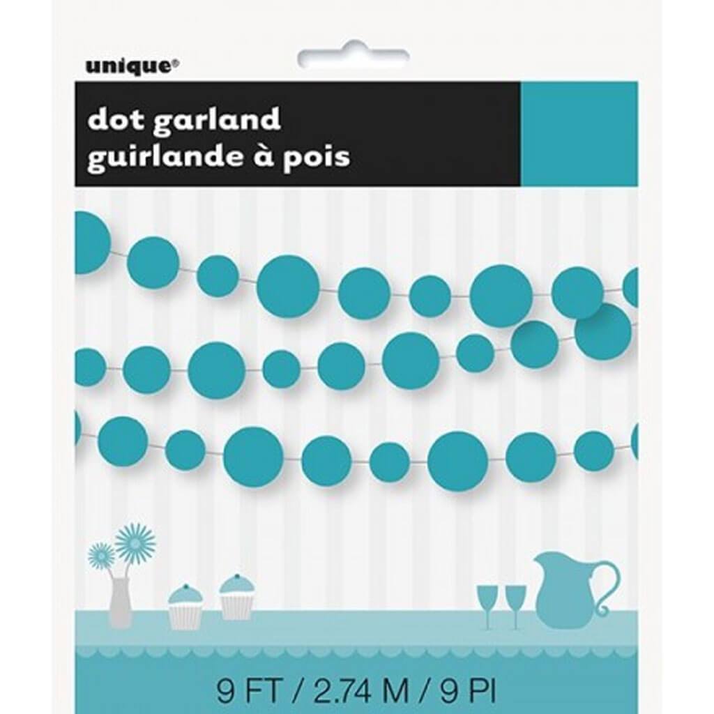 Teal Dot Paper Garland 9ft
