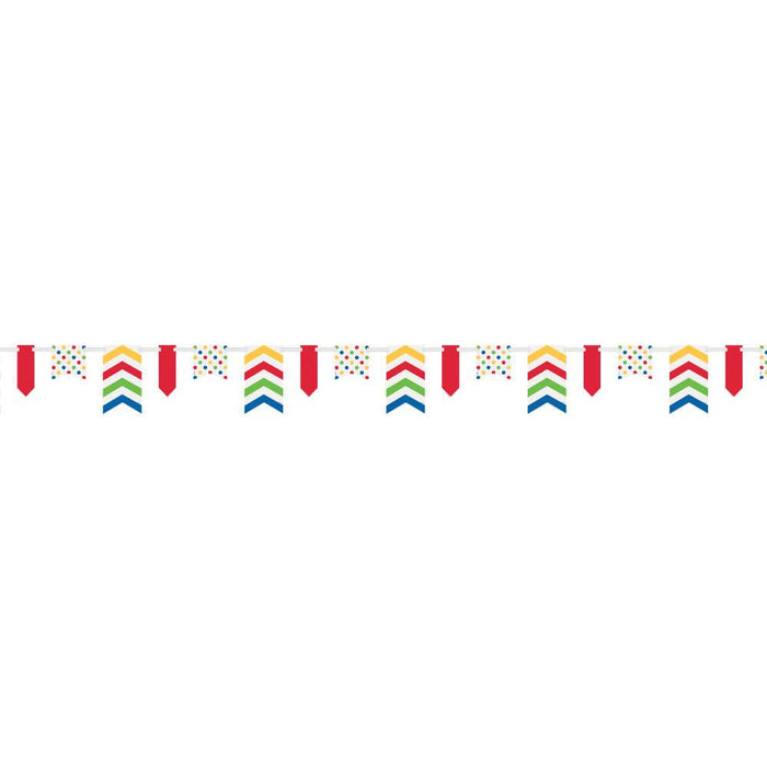 Paper Pennant Banner 12ft, Bold Dots & Stripes 