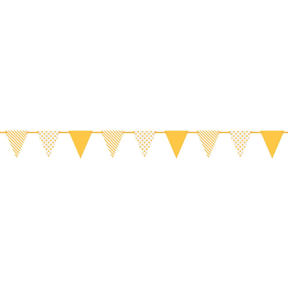 Paper Flag Banner 12ft, Sunflower Yellow Dots &amp; Stripes 