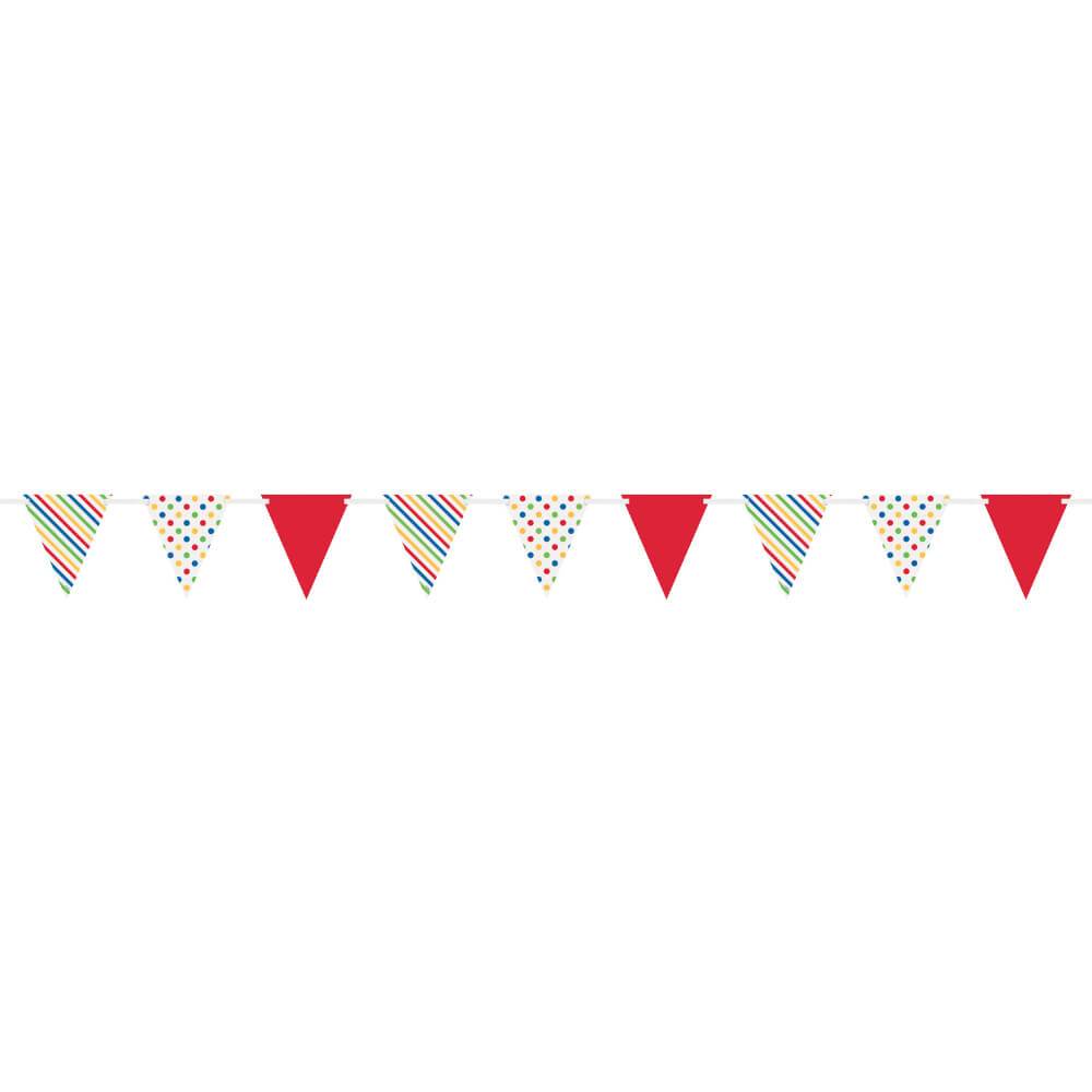 Paper Flag Banner 12ft, Bold Dots &amp; Stripes 