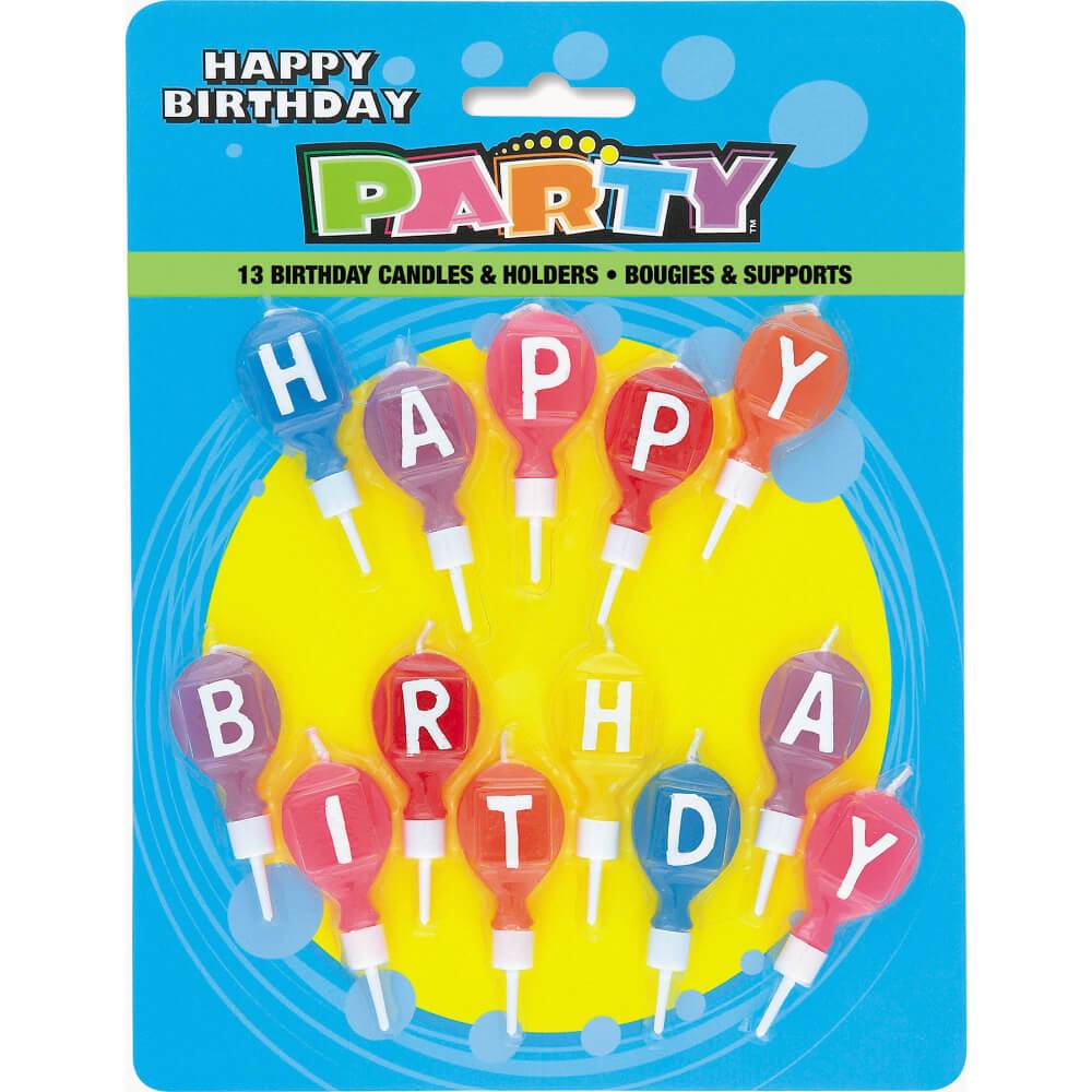 Happy Birthday Round Letter Candles in Holders 