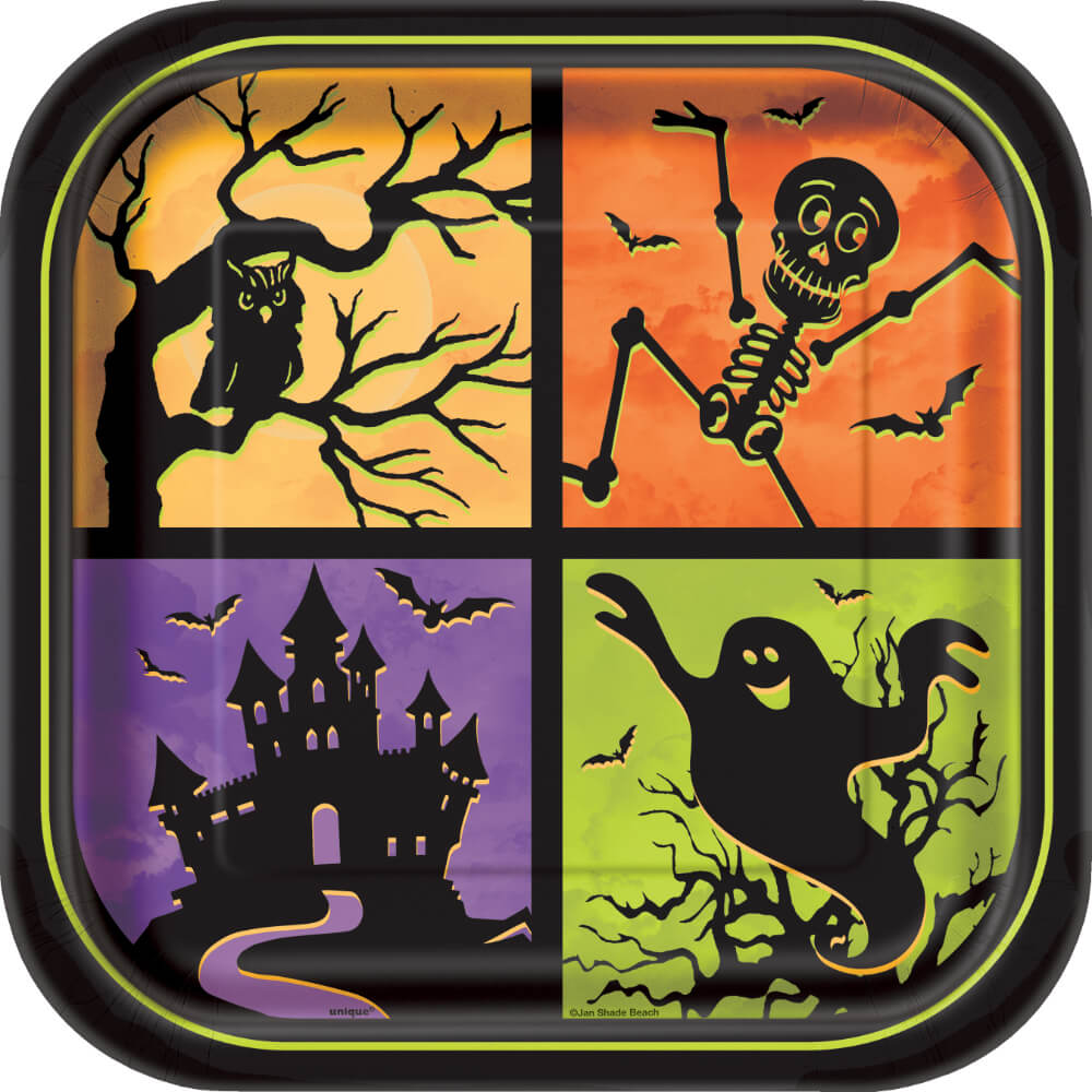 Square Dinner Plates 9in 8ct, Haunted House 