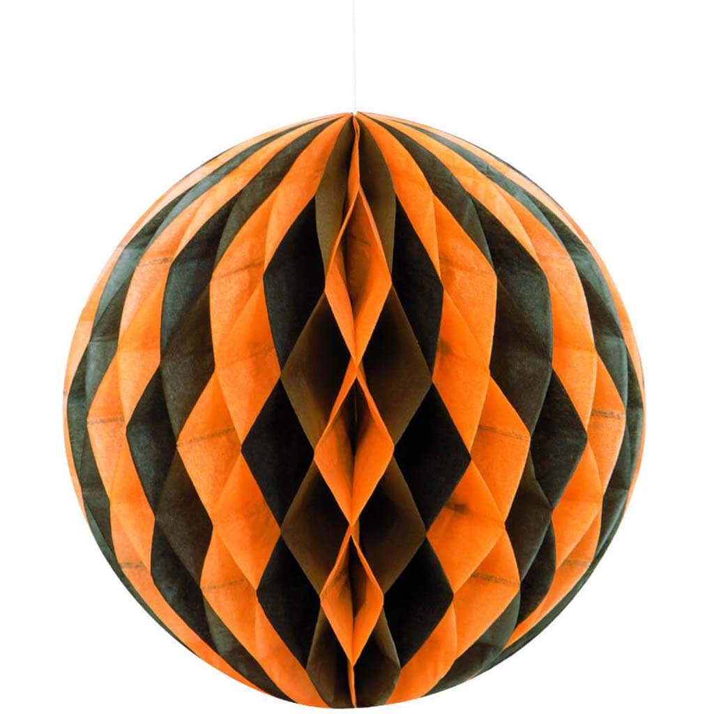 Honeycomb Ball 8in, Black &amp; Orange 