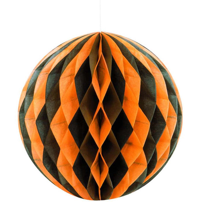 Honeycomb Ball 8in, Black & Orange 