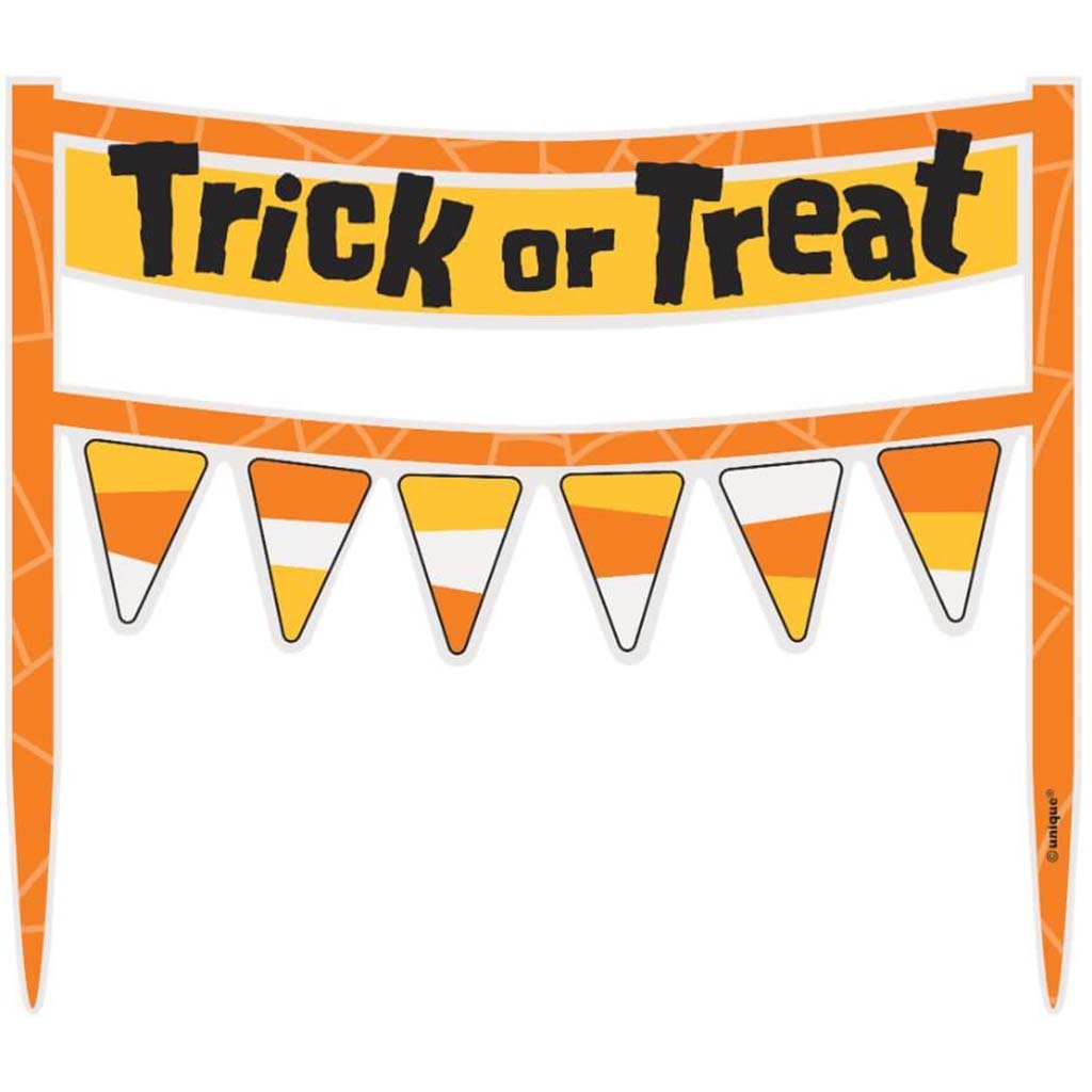 Candy Corn Trick Or Treat Cake Bunting Banner Orange 5in H x 6in W