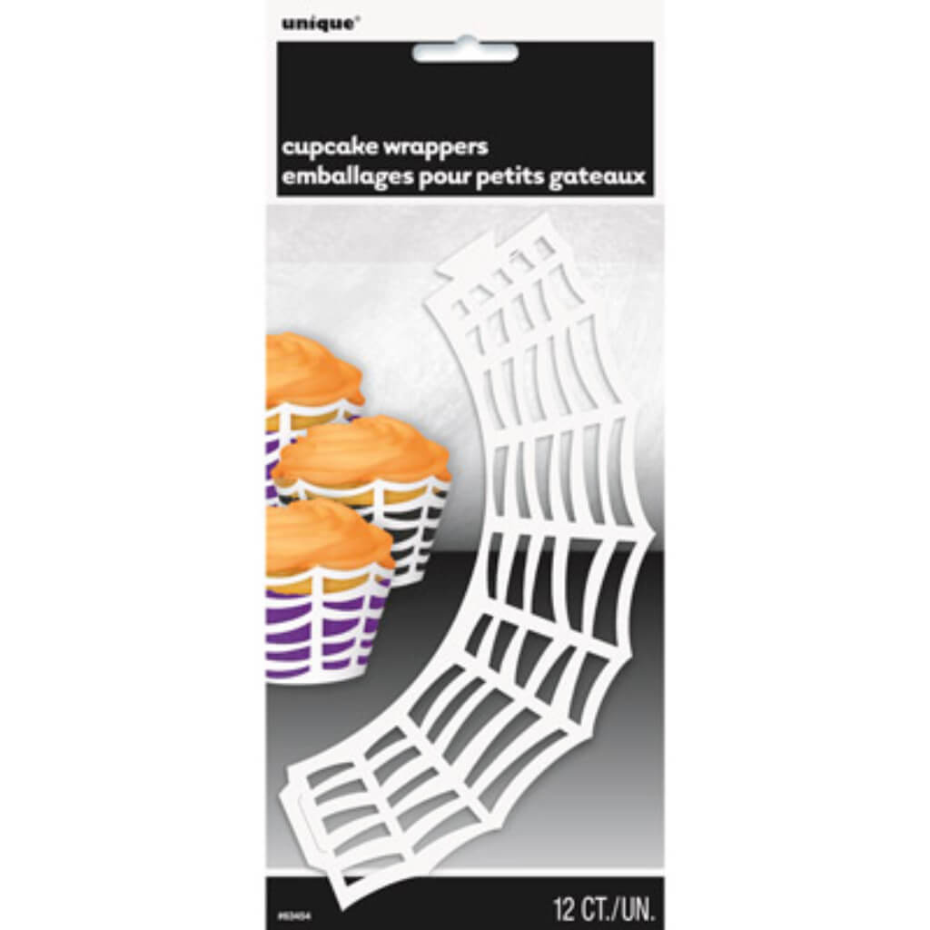 Cupcake Wrapper 12ct White Die Cut Spider 