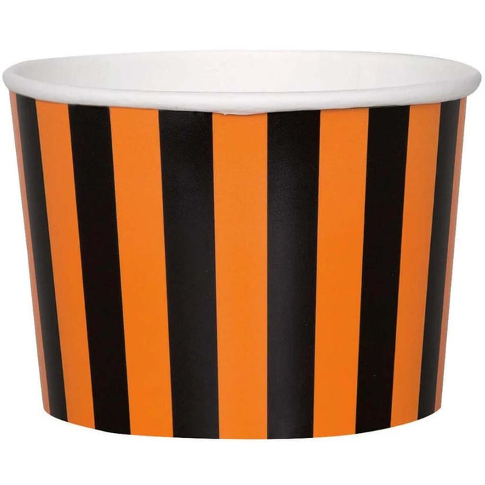 Orange & Black Stripes Paper Ice Cream Cups 9oz, 8ct 