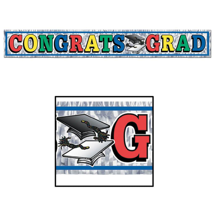 Metallic Congrats Grad Fringe Banner 