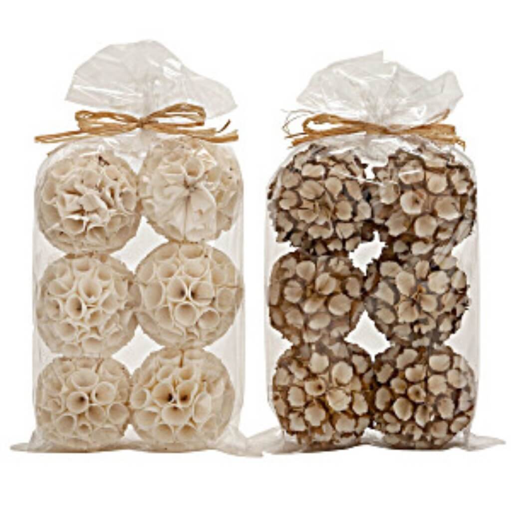 Dried Sola Ball Décor 2 Assorted 4in