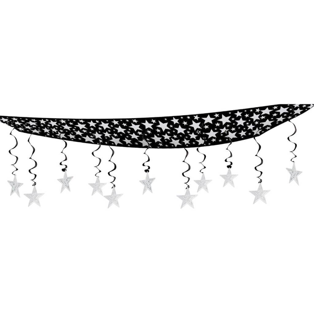 The Stars Are Out Hollywood Silver Stars Ceiling Banner 